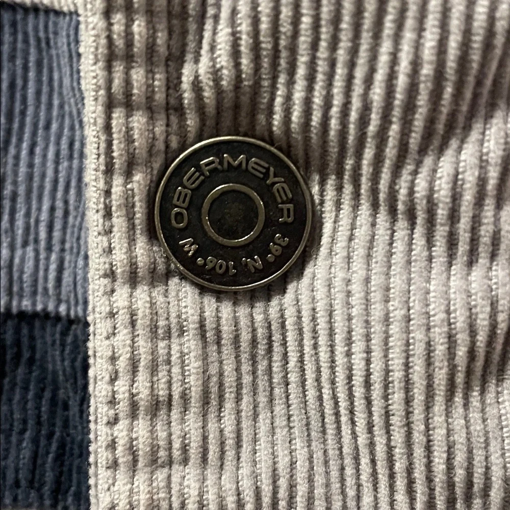 Obermeyer Men's Medium Condor Corduroy Jacket Shale Blue Grey Trucker Bomber - Picture 4 of 16